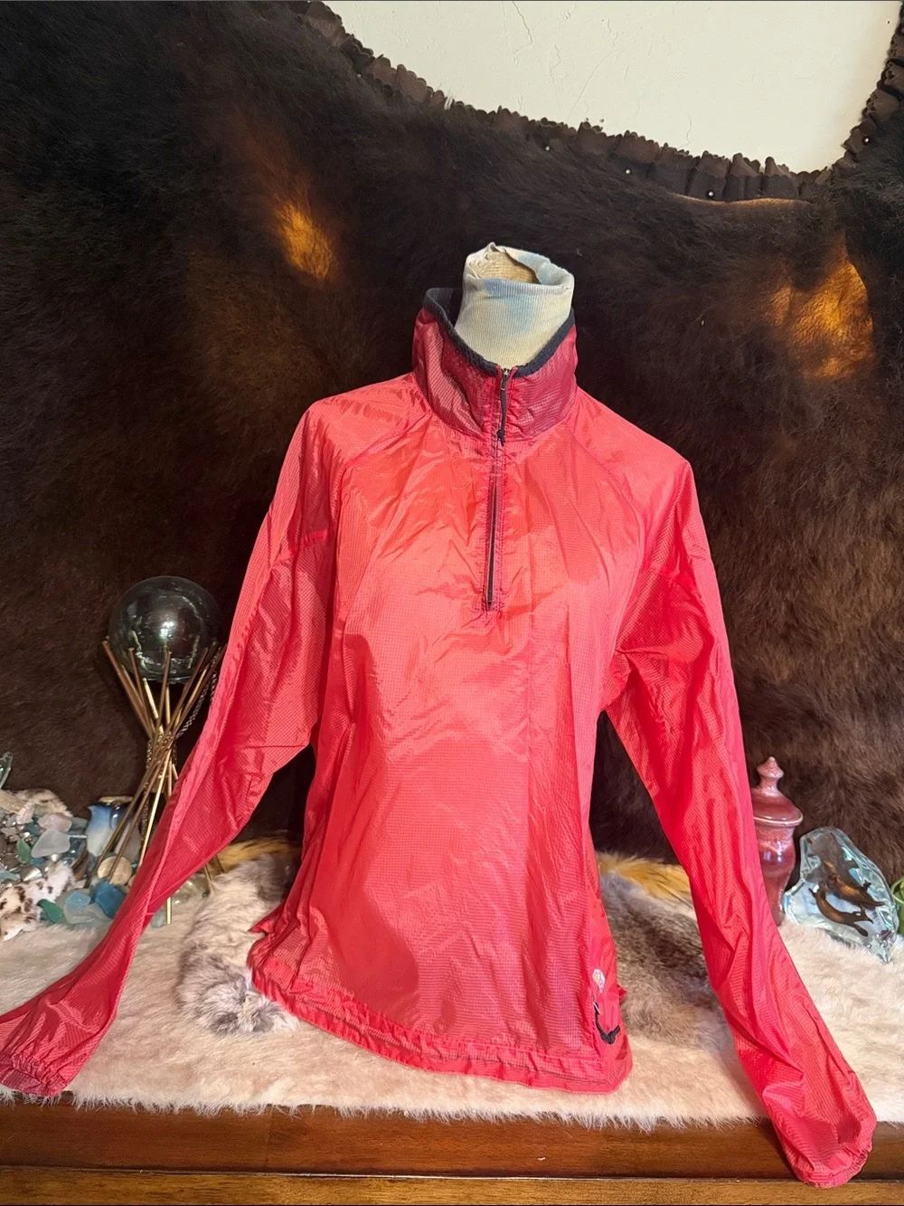 Women’s Lightweight Red Pullover Windbreaker Jacket 10 (UBUpk)